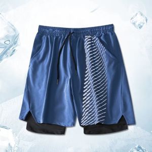 Mens Five-Part Swimsuit Anti-Embarrassment 2024 New Double-Layer Quick-Dry Professional Beach Pants plus Size Hot Spring Swimming Equipment