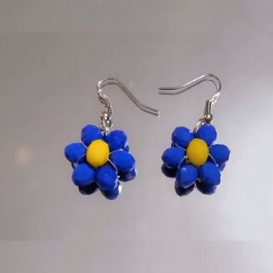 Hijabnur1 - Sepasang Anting hijab Kristal Ceko Bentuk Bunga Handmade