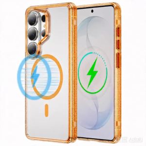 For Magsafe N52 Strong Magnetic with Anti Slip Strips Case for Samsung S26Ultra S25 S24 Plus Crystal Clear Shockproof Back Cover