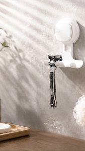 TAILI 2 Pack Suction Cup Razor Holder for Shower Upgraded Visible Safety Indicator No-Drill Glass Shower Wall Hook for Towel Loofah Razor Squeegee Easy to Use Rust-Resistant Bathroom Organizer