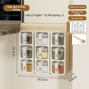 BAOJIAWANG | Hộp Gia Vị Đựng Nhiều Ngăn Kín Khí Treo Tường