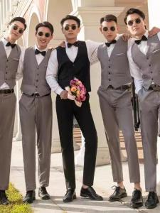 Groomsman Suit Brothers Group Clothing Mens Western-Style Wedding Clothes Suit Shirt Outfit Wedding Chorus Dress Spring and Summer