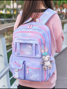 LY BH  กระเป๋าเป้ไล่โทนสีใหม่ หลายช่อง ความจุขนาดใหญ่ กันน้ำ สะดวกสบาย และถูกหลักสรีรศาสตร์ สีลูกกวาดแฟนตาซี