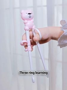 Hộp đũa tập ăn thìa rĩa gấu cho bé 3 Cái/bộ ABS Trẻ Em Tập Đũa Thực Phẩm Có Vòng Bề Mặt Mịn Dễ Sử Dụng