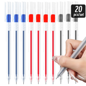 20Pcs/set High Quality Needle Type Gel Pens Straight Liquid Ballpoint Pen Kawaii Stationery School Office Supplies Writing