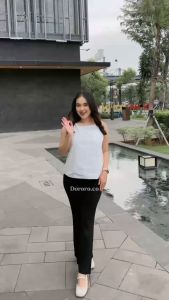 Cutbray Knit Celana Wanita Pants Haigwaist Jennie Premium Bahan Tebal Korean Kekinian Pinggang Karet