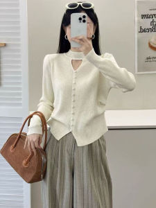 Autumn Winter 2025 Womens Grey Knitted Sweater Thickened Base Layer Shirt Can Be Worn outside Inner Matchings Long Sleeve Warmth Heating