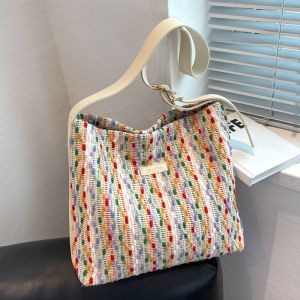 NALLCHEER กระเป๋าผ้าใบผู้หญิงความจุขนาดใหญ่กระเป๋าสะพายชั้นพร็อพกระเป๋า