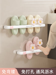 Bathroom Wall-Mounted Shoe Rack Slipper Storage Organizer Plastic Ventilated Draining Shoe Holder Toilet Hook China Made