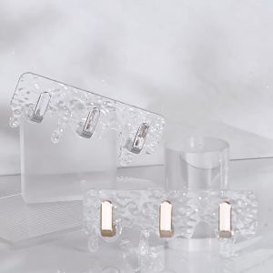 Wall Hooks Door Hanger Hook No Drilling Drill-Free Transparent Clothes Hook Strong Adhesive for Kitchen Bathroom Bedroom