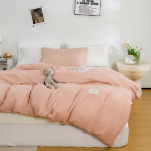 Alls Wonderland 1PC Quilt Cover Ins Style Label Plain Comforter Cover Pink/Green Solid Color Duvet Cover