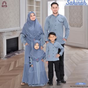 Baju Couple Ayah & Ibu 2024 Terbaru: Baju Lebaran Couple Arra Sakinah Blue Ukuran Mini sampai Jumbo