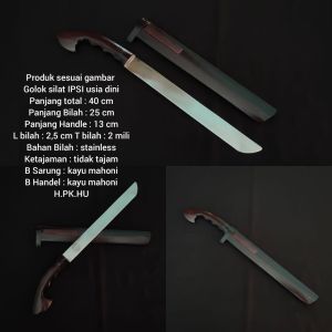Golok Silat IPSI Tumpul Stainless Anti Karat Warna Hitam
