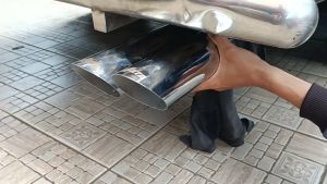 Knalpot Racing Mobil Cabang BMR Savinta Doble Chrome Bass Bulat