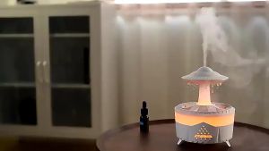Raindrops with Ambient Night Light Silent Spray Air Humidifier Aromatherapy Diffuser Ultrasonic Broadener Large Capacity For Home Office