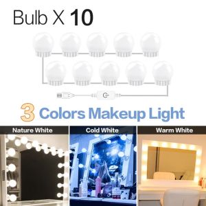 Mirror Light 10 Bulbs Vanity Lights USB Bathroom Dressing Table Lighting Dimmable LED Vanity Light For Makeup Mirror LED Light