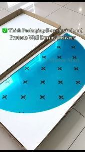 XMM【Ready Stock】Half Round Mirror/Half Moon Mirror (LED/Normal) LED Wall Mirror With 3 Light Level / Cermin Dinding Cermin Bulat Separuh Cermin Lampu
