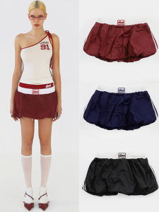 เซ็กซี่ เอวต่ํา ทรงเอ Mini กระโปรง เกาหลี Badblood American Hot เด็กผู้หญิง พัฟครึ่ง กระโปรง สีบริสุทธิ์ไม่สม่ําเสมอ All-match กระโปรงสั้น