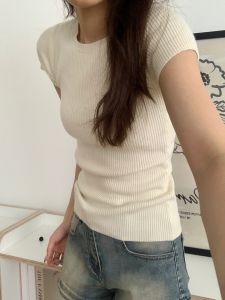 HUOLISI | Dopamine Whiteness Elegant Thin Ice Silk T-Shirt