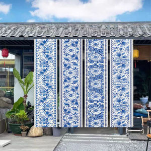 Vải Treo Trang Trí Họa Tiết Sứ Xanh Trắng Phong Cách Trung Hoa Vải Trần Nhà Trang Trí Nhà Dân Tộc Vải Nền Nhà Hàng Vải Treo Trang Trí