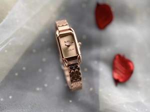 [Original] 14504194 Coach Elegance Rectangle Womens Watch Rose gold Stainless Steel Bracelet Decorated With Fine Crystals | Official Warranty