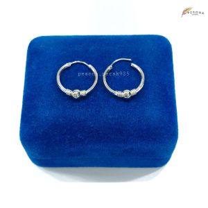 Anting Perak Asli Silver Wanita 925 Lapis Emas Putih Model Gipsi Pentol - Perhiasan Perak