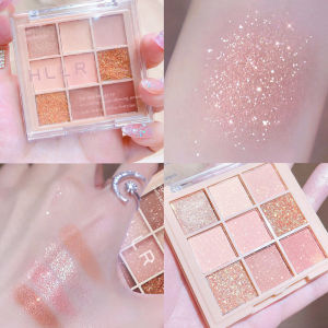 C.three 9-color Eye Shadow Earth Color Matte Sequins Eyeshadow Palette Student Makeup Cosmetics