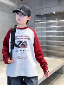 (18-52kg) Áo dài tay bé trai áo polo dài tay mùa thu đông mặc nhà cho bé trai quần áo trẻ em nam từ 5-16 tuổi mẫu 74 chất liệu nỉ