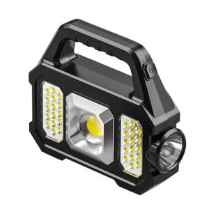 Solar Work Light Portable Camping Light Handheld Emergency Lamp Floodlight Flashlight Spotlight SOS Warning Light Outdoor Waterproof Light USB Rechargeable Mobile Power Lamp for Camping Outdoor Working