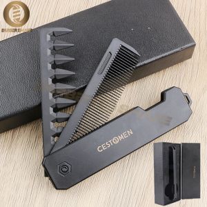 High Quality 2 in 1 Pocket Folding Combs Wide Tooth Oil Head Comb Beard Combing Barber Hair Clipper Comb Salon Hair Styling Tool