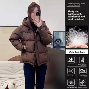 Warm Down Hooded Mid Length Ladies Jacket