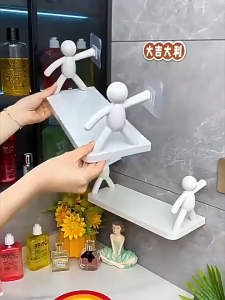 Multifunctional Creative Wall Hanging Storage Rack for Bathroom Kitchen Human Swan Decor