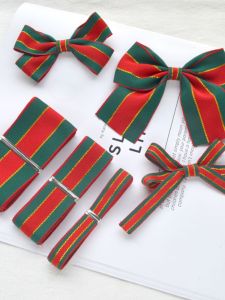 สองด้านทอคริสต์มาสลายริบบิ้นผ้าไหมสําหรับ DIY เครื่องประดับหัตถกรรมและผีเสื้ออุปกรณ์เสริมผม