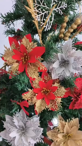 5 artificial flower clips Christmas decorations suitable for decorating family Christmas trees