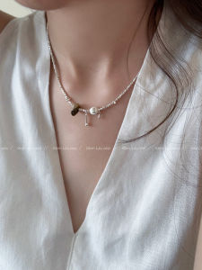 Elegant Silver Cats Eye Stone Waterdrop Necklace Womens Fashionable Personality High-End Clavicle Chain Versatile Neck Chain