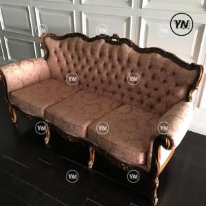 Retro Faux Prince Sofa Chair Carved Wooden Photography Props Living Room Balcony Fabric Artistic Luxury High Density Sponge