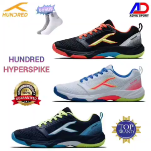 Bonus Kaos Kaki ! New Sepatu Badminton Hundred HYPERSPIKE / Hyper Spike Original Court Shoe