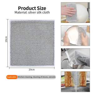 Heavy Duty Wire Dishcloth Non-Scratch Kitchen Scrubber Reusable Cleaning Cloth for Grease Oil Stain Remover