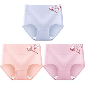 Antibacterial High Waist Pure Cotton Ladies Underwear Triangle Pants Seamless Comfortable Breathable mid Waist Briefs