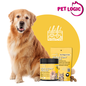 Pet Logic Skin & Coat Health 40g Dog & Cat Treats Supplement Snack : Dog Probiotics Dog Multivitamins Dog Supplements Appetite Booster for Dogs  Puppy Food   Adult Dog Food  for Silky Fur