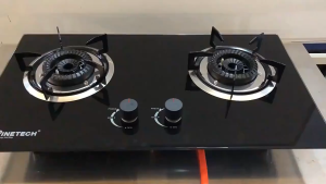 【VOLTO】Stainless Steel High Temperature Gas Stove &ndash Double Burner Easy Clean Glass Countertop Convenient Household Embedded Appliance