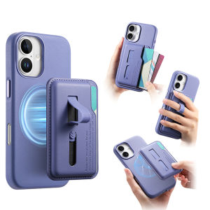 เคสใส่บัตร Magsafe Wallet หนังแท้ แม่เหล็กแรง พร้อมแหวนซิลิโคนสำหรับ iPhone 17 16 15 14 13 12 ช่องใส่บัตร 3 ช่อง