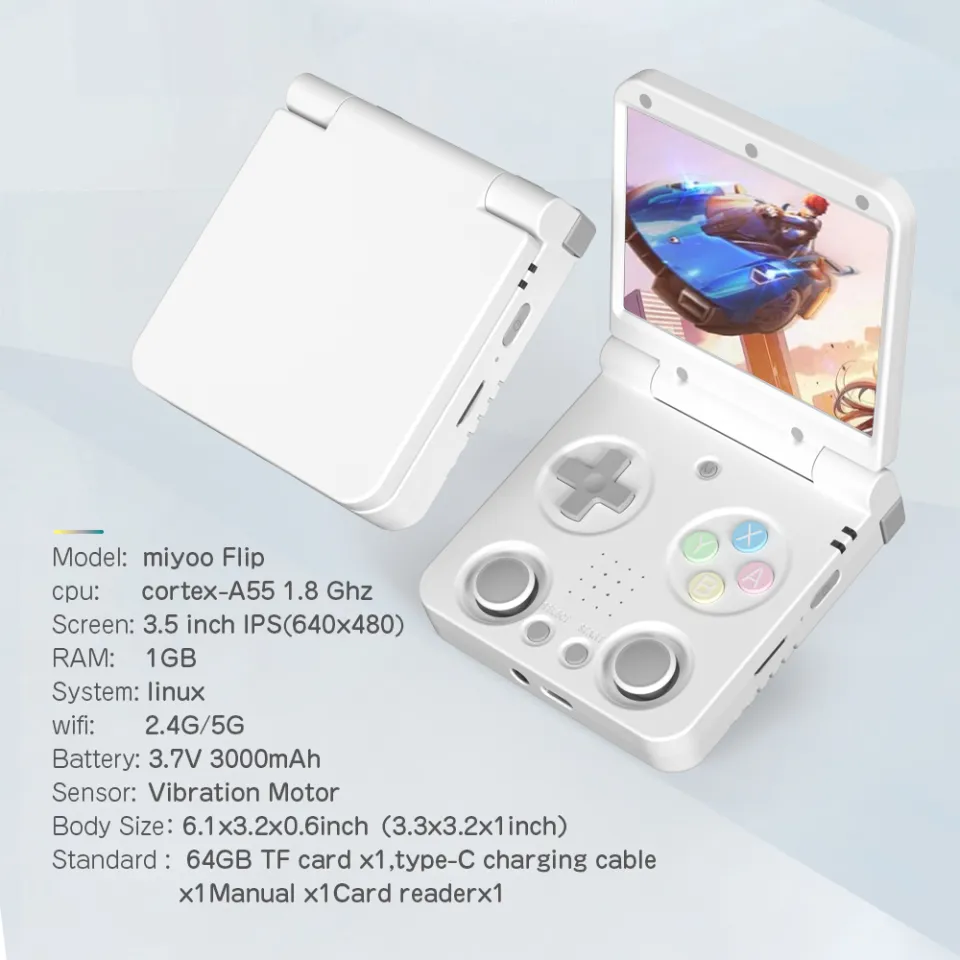 MIYOO Flip V2 Handheld Game Console 3.5''IPS Screen Retro Compact