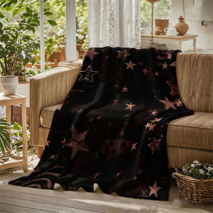 BILIBILI | Vintage Stars Bronze Dark Flannel Blanket Perfect for Sofa Office Bed Travel Sleep Read Relax Camping Four Season Use
