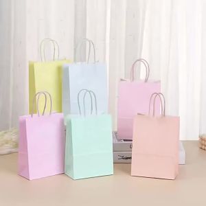 Túi Quà Giấy Kraft Màu Pastel Có Quai Xách 6/12/24 Chiếc Màu Macaron Dùng Làm Quà Tặng Cho Tiệc Sinh Nhật Lễ Tình Nhân Lễ Phục Sinh Sự Kiện