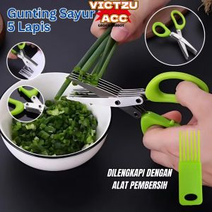 Gunting Sayur Gunting 5 Lapis Layer Alat Cepat Potong Sayur Cabe Kertas Dapur Daun