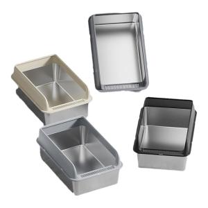 Stainless Steel Cat Litter Box Side Door Half-Closed High Fence Large Size Anti-Splash Non-Slip Easy to Clean with Cat Shovel