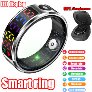 2025 New Smart Ring For Xiaomi Samsung 5ATM Waterproof Heart rate Sleep health Monitoring Long-life Charging case Man Woman LED