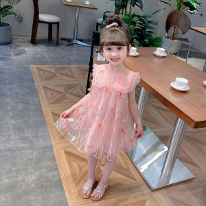Váy Công Chúa Không Tay Mùa Hè Cho Bé Gái Váy Voan Có Nơ Hình Bướm Phong Cách Hàn Quốc Ngọt Ngào Cho Bé Gái