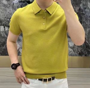 Plus Size Pineapple Pattern POLO Shirt for Men 2025 Summer New Business Light Luxury Fashion Slim Fit Stretch Short Sleeve Top